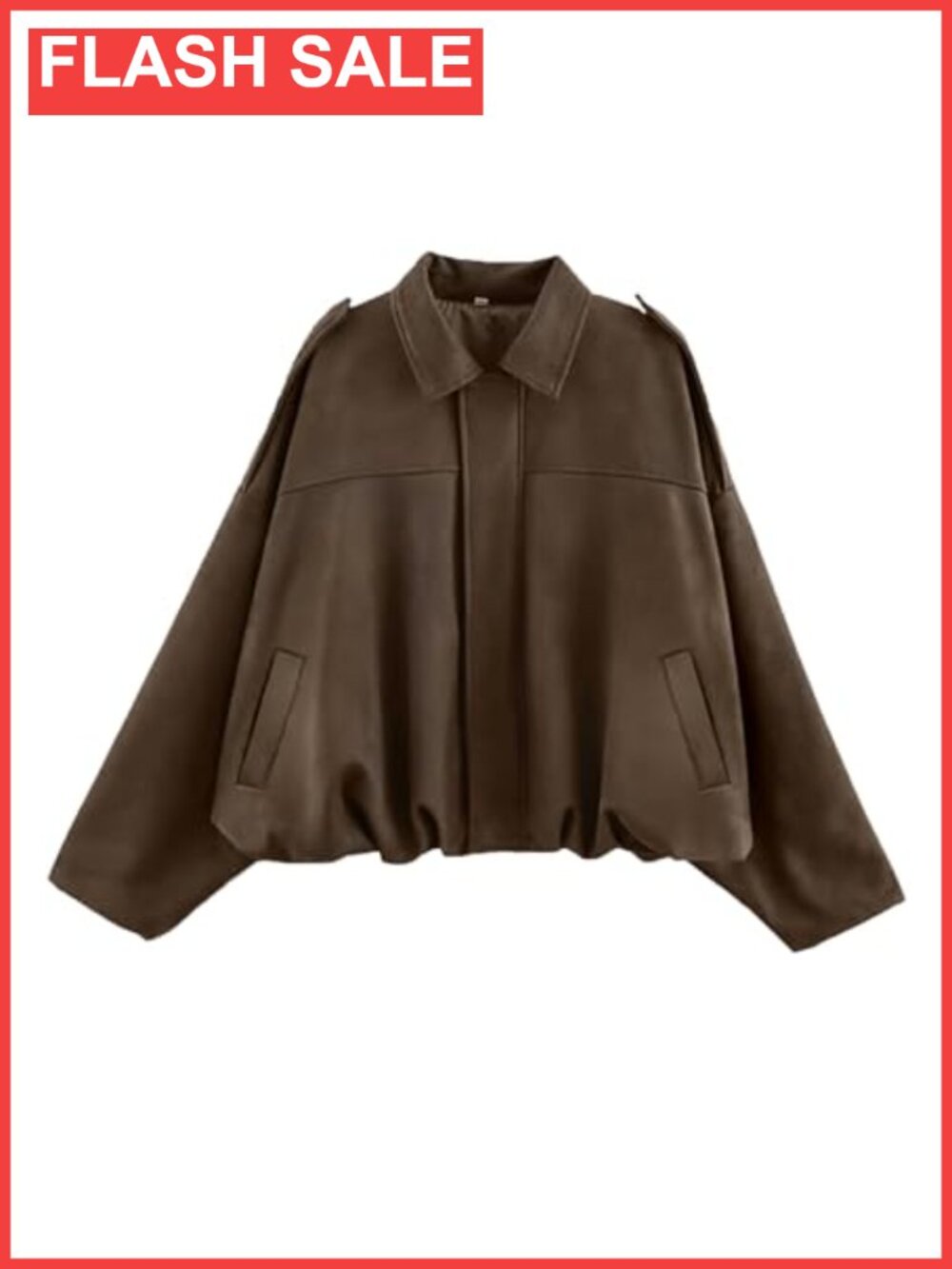 Faux Suede Womens Bomber Jacket Oversized Cropped Casual Coat